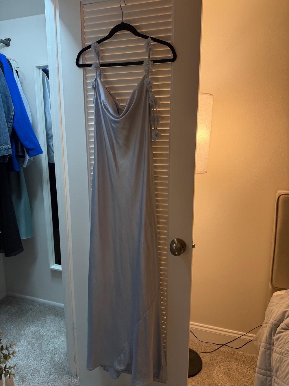 Caroline Constas Pale Blue Tassel-Trim Maxi Slip Dress